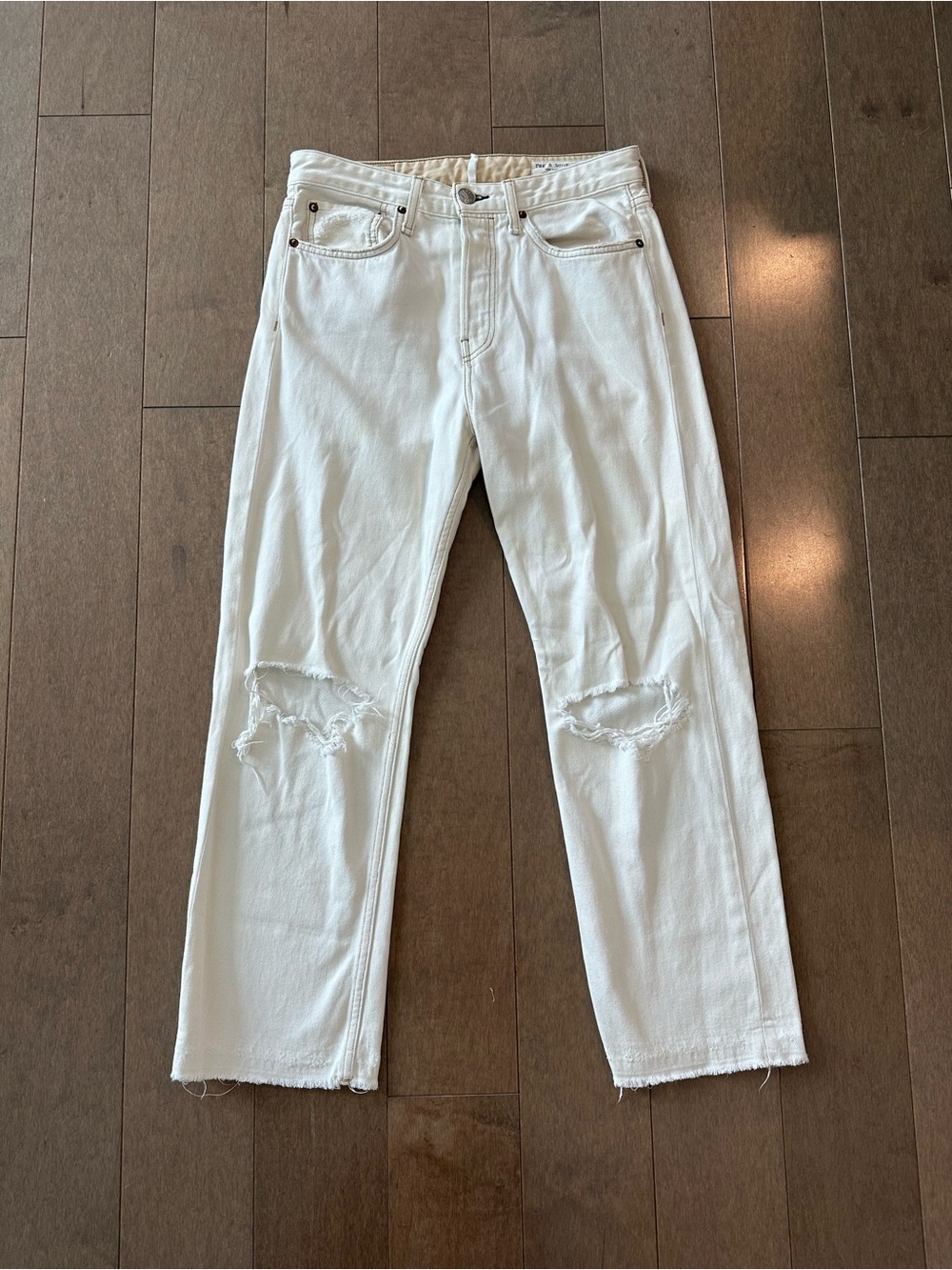 Rag & Bone featherweight ecru straight leg jeans